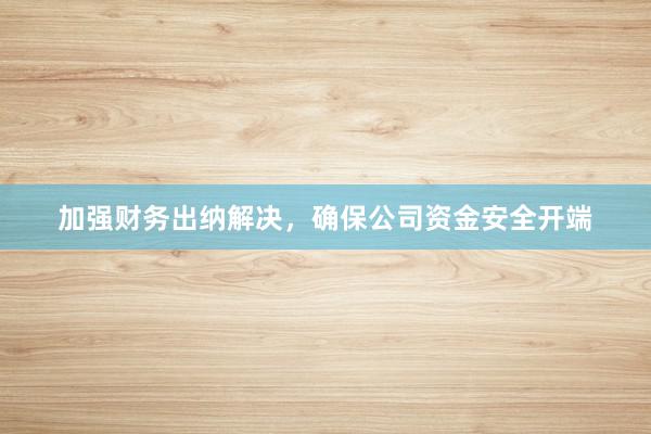 加强财务出纳解决，确保公司资金安全开端