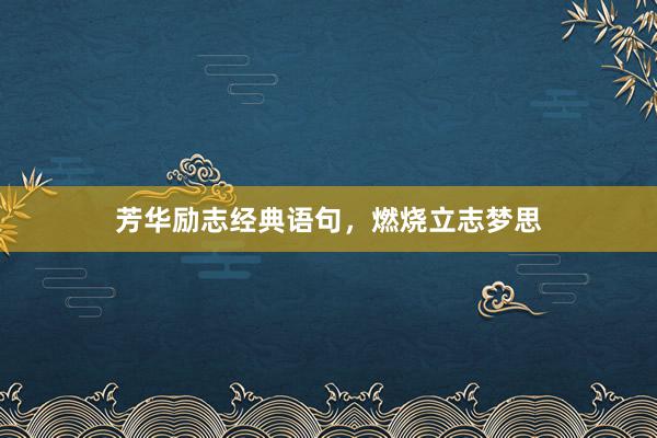 芳华励志经典语句，燃烧立志梦思