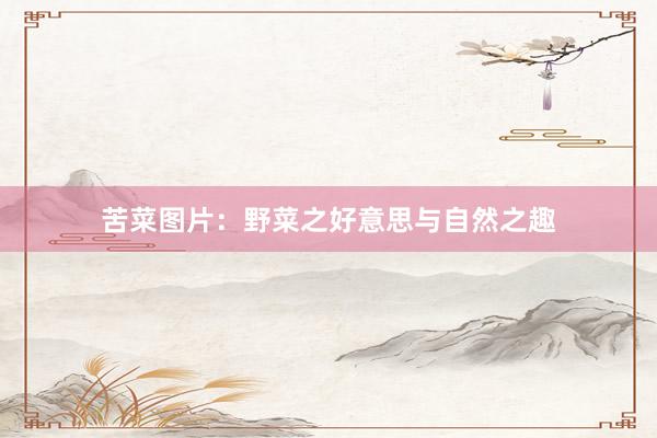 苦菜图片：野菜之好意思与自然之趣